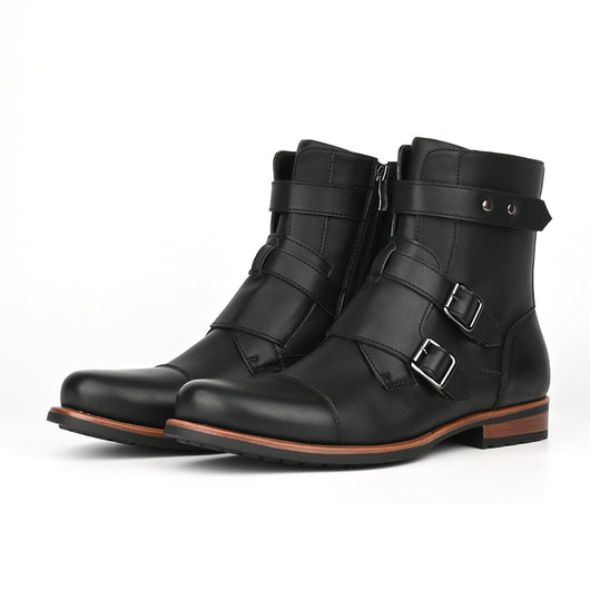 Botas Denim Minimalistas para Hombre con Cierre Lateral y Hebilla Metálica - Image 2
