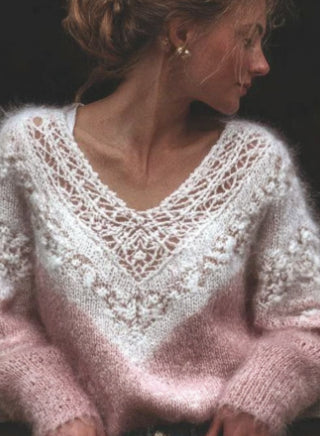 Suéter Suelto Cuello V para Mujer con Estampado Digital y Textura Suave - Image 10