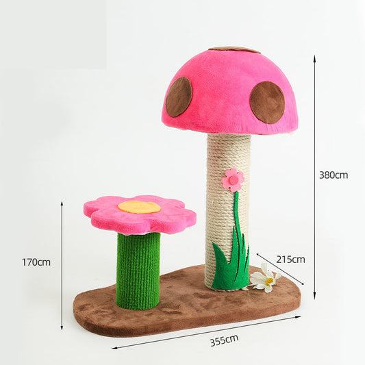 Rascador para Gatos con Columna de Sisal y Estructura Escaladora Flor Champiñón - Image 2