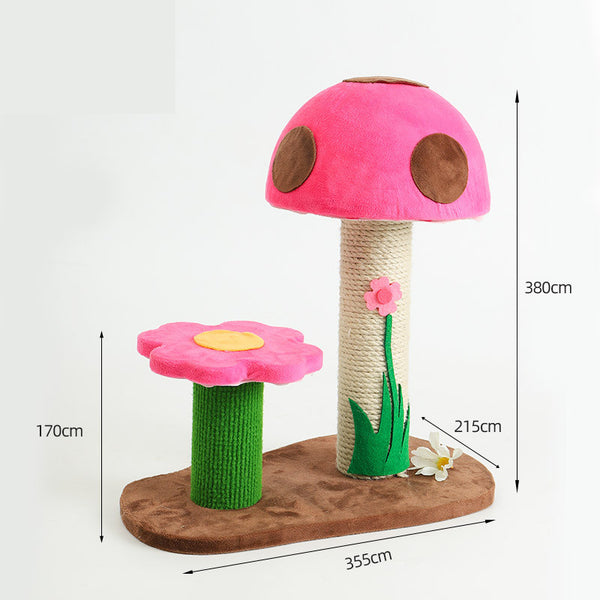 Rascador para Gatos con Columna de Sisal y Estructura Escaladora Flor Champiñón