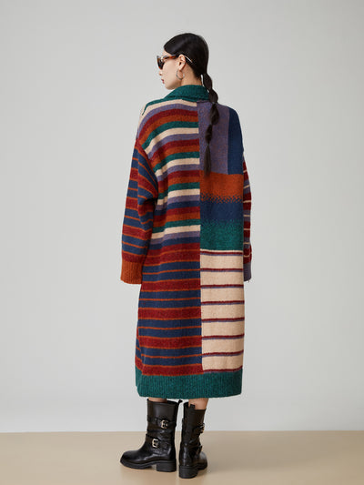 Suéter Abrigo Retro con Rayas de Colores para Mujer - Image 13