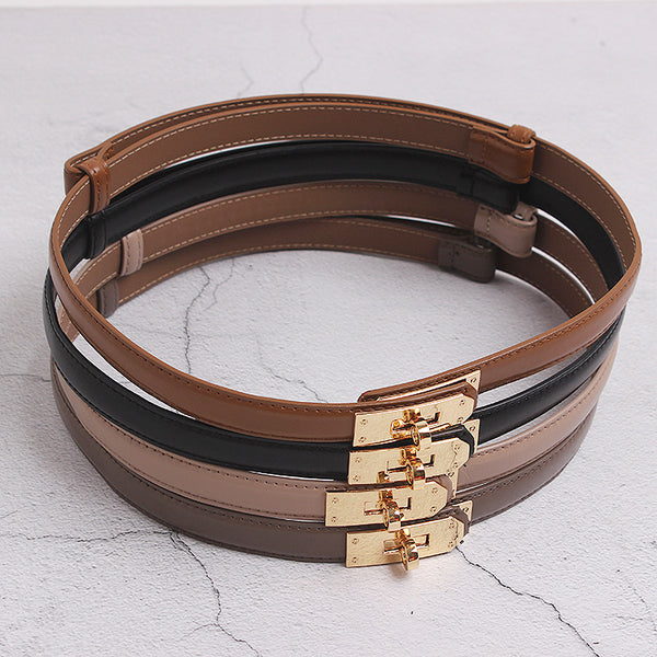 Cinturón Fino de Cuero para Mujer - Accesorio Elegante para Vestidos, Suéteres y Abrigos