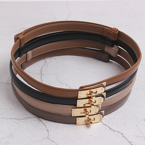 Cinturón Fino de Cuero para Mujer - Accesorio Elegante para Vestidos, Suéteres y Abrigos