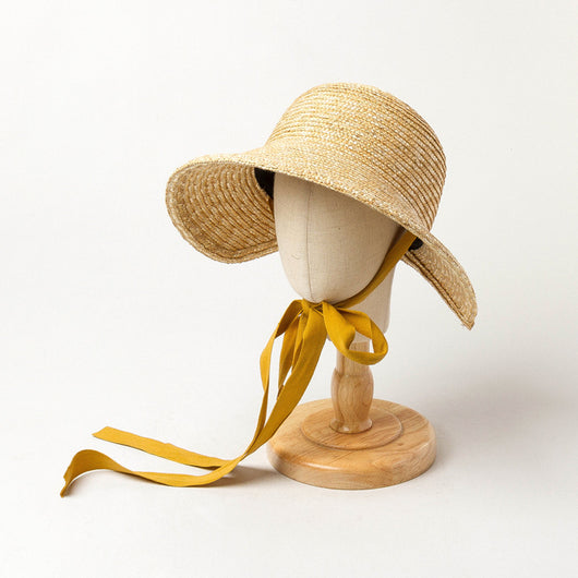 Sombrero de Paja Tejido a Mano para Niños con Ala Ancha y Correas - Image 4