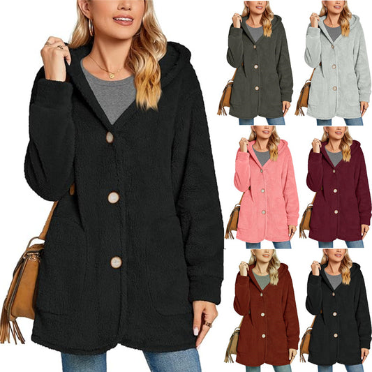 Cardigan Tipo Sudadera con Capucha y Bolsillos - Abrigo Casual Europeo
