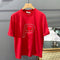 Camiseta Roja Cuello Redondo Manga Corta para Hombre - Estilo Tendencia