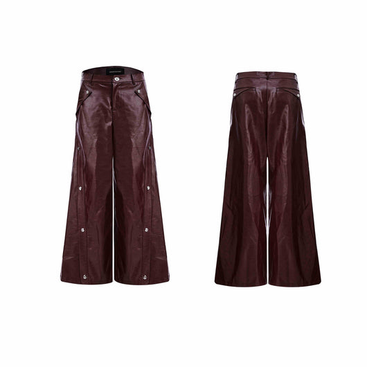 Pantalón Rojo Mate Plisado Ancho Deconstruido - Image 3