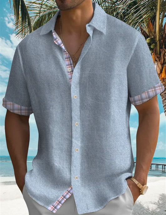 Camisa Hawaiana de Hombre con Rayas Simples y Cuello Solapa - Image 22