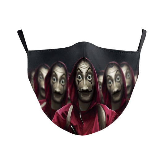 Beige Halloween face mask with a wide-open mouth print featuring red lips, white teeth, and a pink tongue. - Image 13