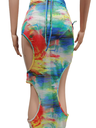 Traje de Baño de Tres Piezas con Estampa de Malla - Image 4