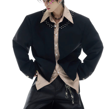 Camisa Casual de Rayas con Costuras Superpuestas - Image 2