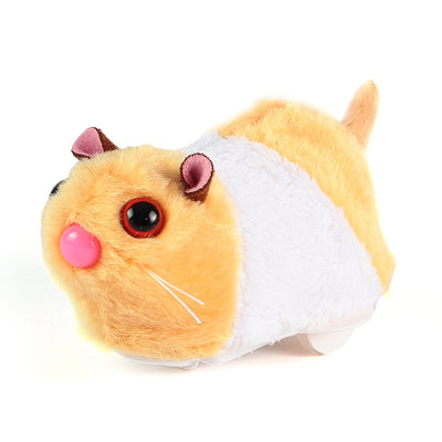 Beige plush simulated hamster cat toy with pink ears and a small tail, next to a translucent pink rolling ball. - Image 14