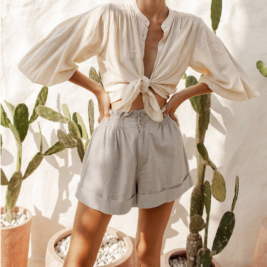 Pantalón de Lino y Algodón con Cintura Elástica Estilo Retro - Image 3
