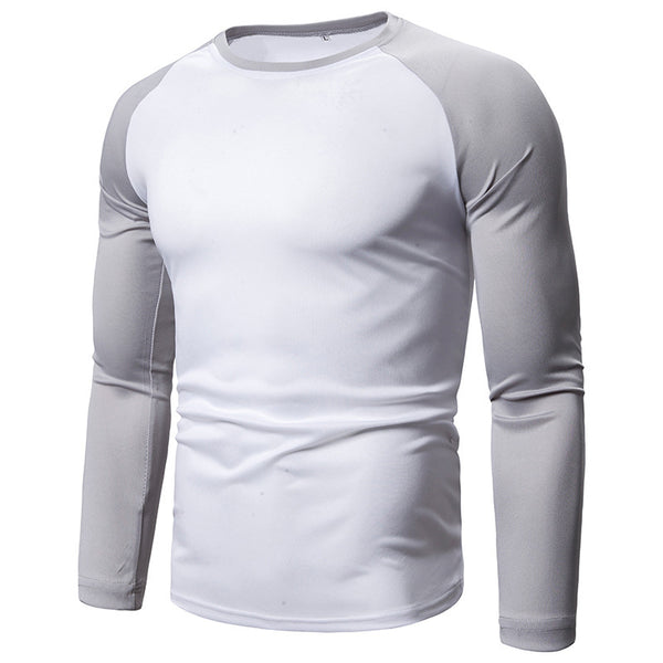 Playera de Manga Larga para Hombre con Bloques de Color y Costuras