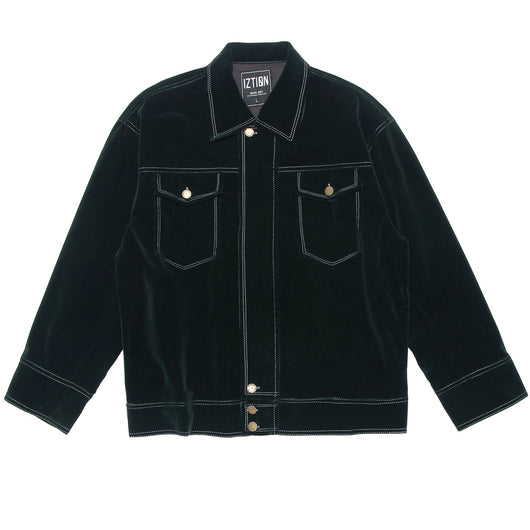 Chaqueta de Terciopelo Verde Oscuro Estilo Hong Kong para Hombre