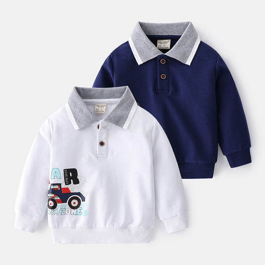 Suéter Infantil con Cuello Solapa y Estampado de Dibujos Animados - Image 2