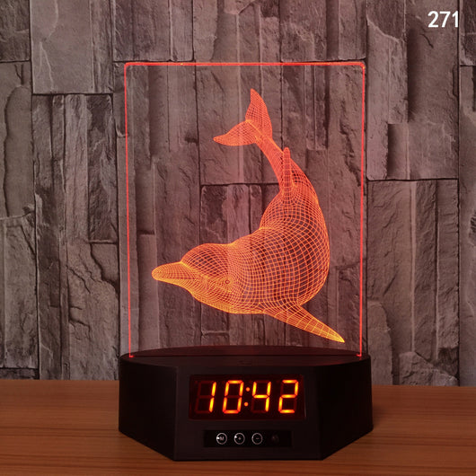 Lámpara LED Delfín 3D con Carga Inalámbrica - Luz Nocturna Brillante