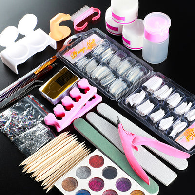 Kit Completo de Uñas de Cristal - Polvo Transparente y Blanco para Extensiones - Image 5