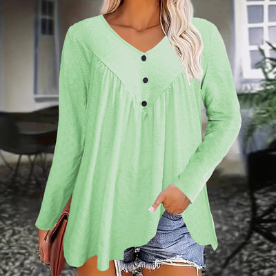 Blusa Casual de Manga Larga con Escote en V para Mujer - Image 3