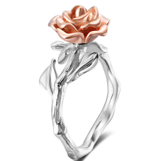 Anillo Bicolor Chapado en Oro Rosa y Plata