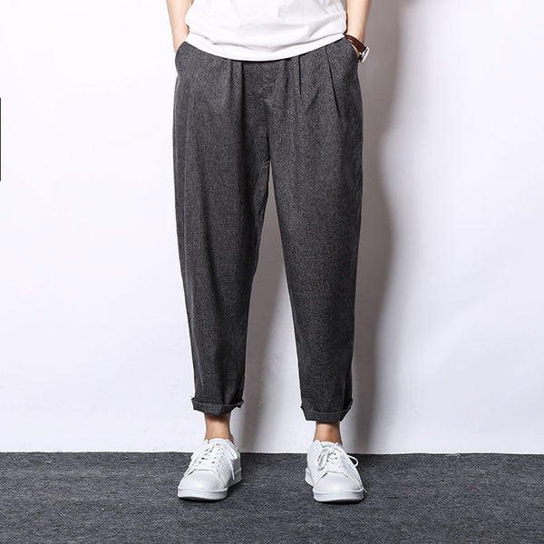 Pantalones Capri Casuales de Algodón y Lino