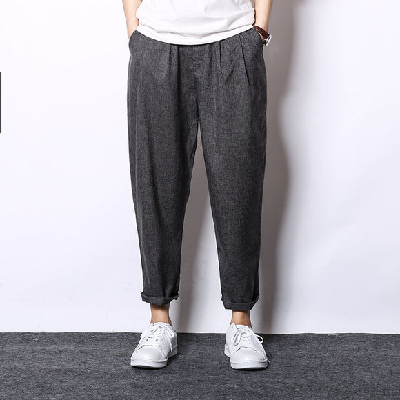 Pantalones Capri Casuales de Algodón y Lino