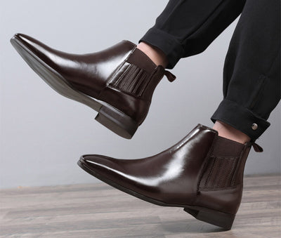 Botas Chelsea Puntiagudas Estilo Británico para Hombre - Zapatos Formales de Cuero - Image 17