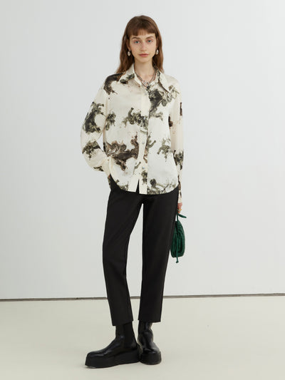 Chaqueta Retro Oversized con Estampado de Caracteres Coreanos