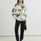 Chaqueta Retro Oversized con Estampado de Caracteres Coreanos