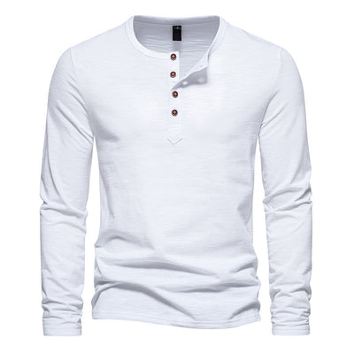 Camiseta Manga Larga Hombre Bambú Algodón Cuello Henley Botones - Image 2