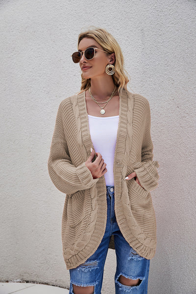 Chaqueta Suéter Oversized Punto Grueso Talla Grande