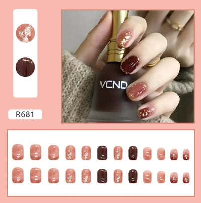 Uñas Postizas con Degradado Color Block - Set de 24 Piezas para un Look Sofisticado - Image 8