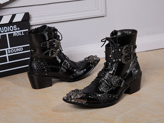 Botas de Cuero Vintage Europeas y Americanas para Hombre - Image 8