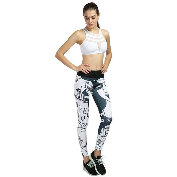 Leggings de Yoga Elásticos Digital Love con Estampado Moderno