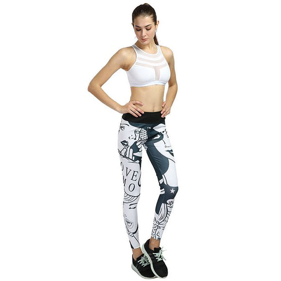 Leggings de Yoga Elásticos Digital Love con Estampado Moderno