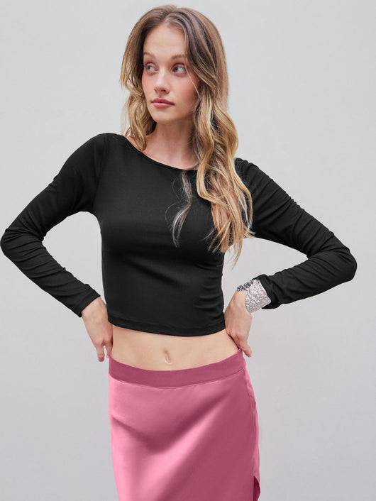 Blusa Espalda Descubierta Ajustada para Otoño e Invierno - Image 9