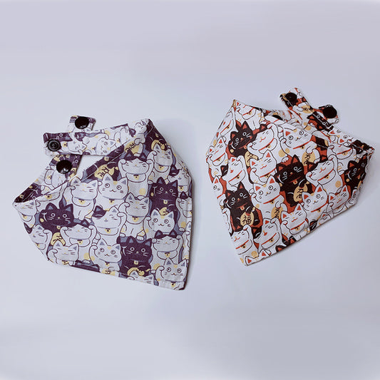 Pañuelo de la Suerte del Gato Maneki-neko con Estampado Divertido
