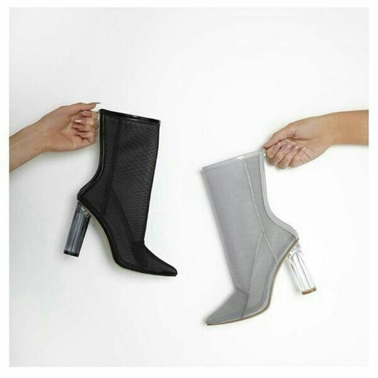 Sandalias de Tacón Grueso Transparentes con Punta Afilada para Mujer - Image 4