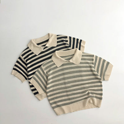 Playera Infantil Estilo Occidental a Rayas Manga Corta