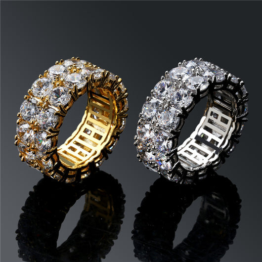 Anillo Hip Hop Doble Fila con Circones Incrustados para Hombre