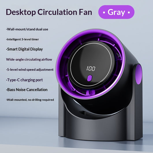 Ventilador de Escritorio con Pantalla Digital y Batería Recargable