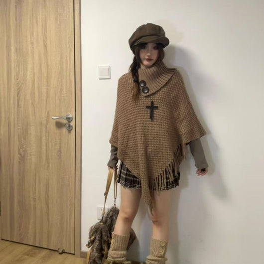 Poncho Suéter Casual de Felpa Suave para Mujer - Image 6