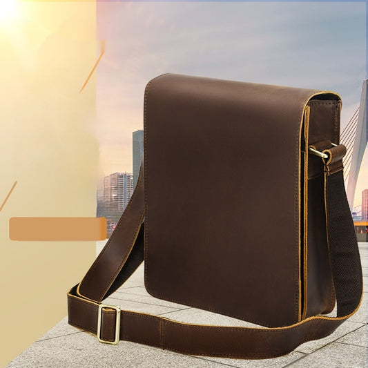 Bolsa Crossbody de Cuero Genuino para Hombre, Estilo Vintage Retro
