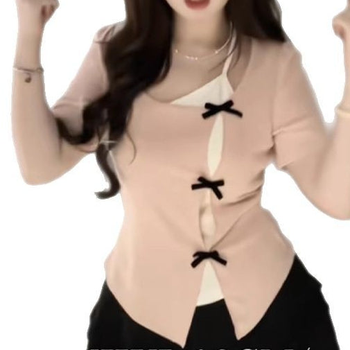 Blusa Elegante Talla Grande con Diseño Doble Capa y Moño - Image 4