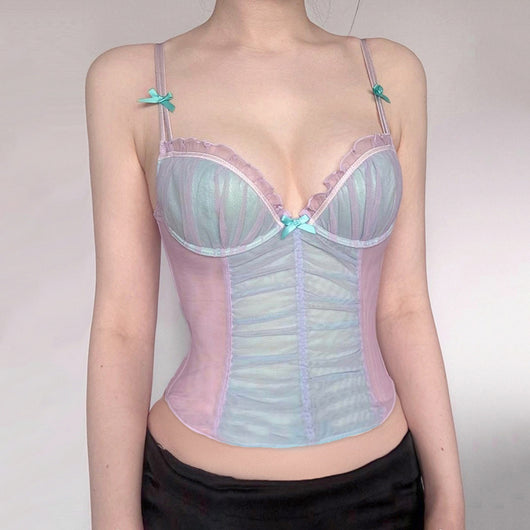 Chaleco Sling Mesh con Costuras en Contraste y Moño - Image 16