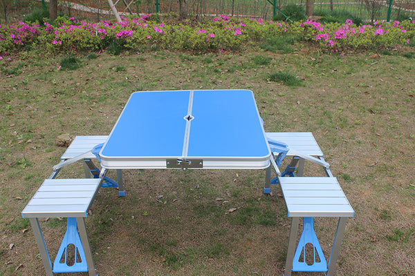Mesa y Silla Plegable de Aluminio para Camping, Asados y Picnics