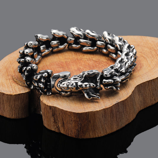 Pulsera Vintage Cabeza de Dragón para Hombre - Acceorio de Poder y Estilo