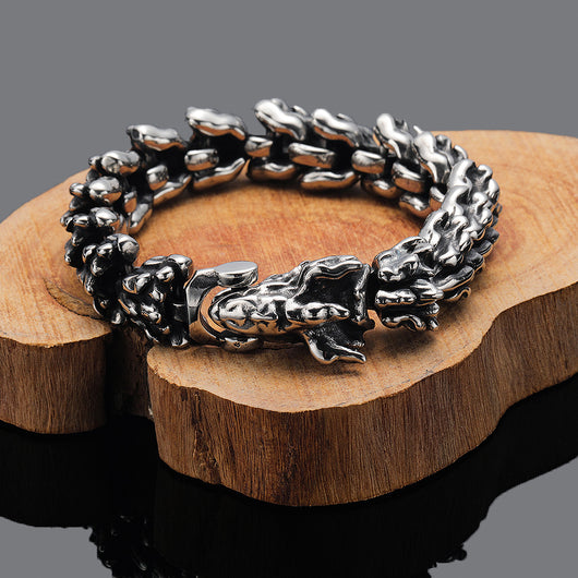Pulsera Vintage Cabeza de Dragón para Hombre - Acceorio de Poder y Estilo