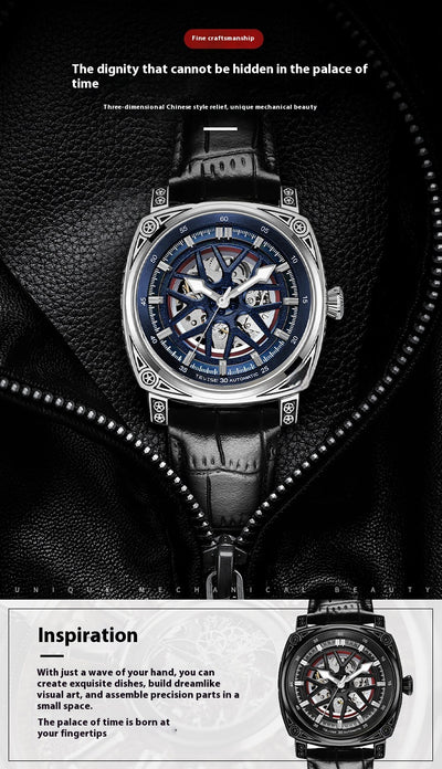 Reloj Automático de Acero Inoxidable con Correa de Cuero para Hombre - Image 16