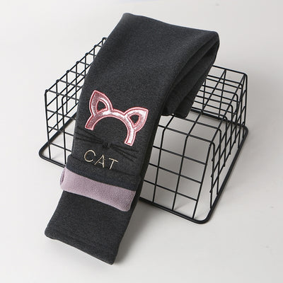 Pantalones para Bebé con Bordado de Gatito Cartoon